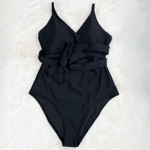 Black Wrap One Piece Swimsuit